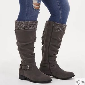 👢 Torrid Grey Faux Sueded Sweater Boots 👢